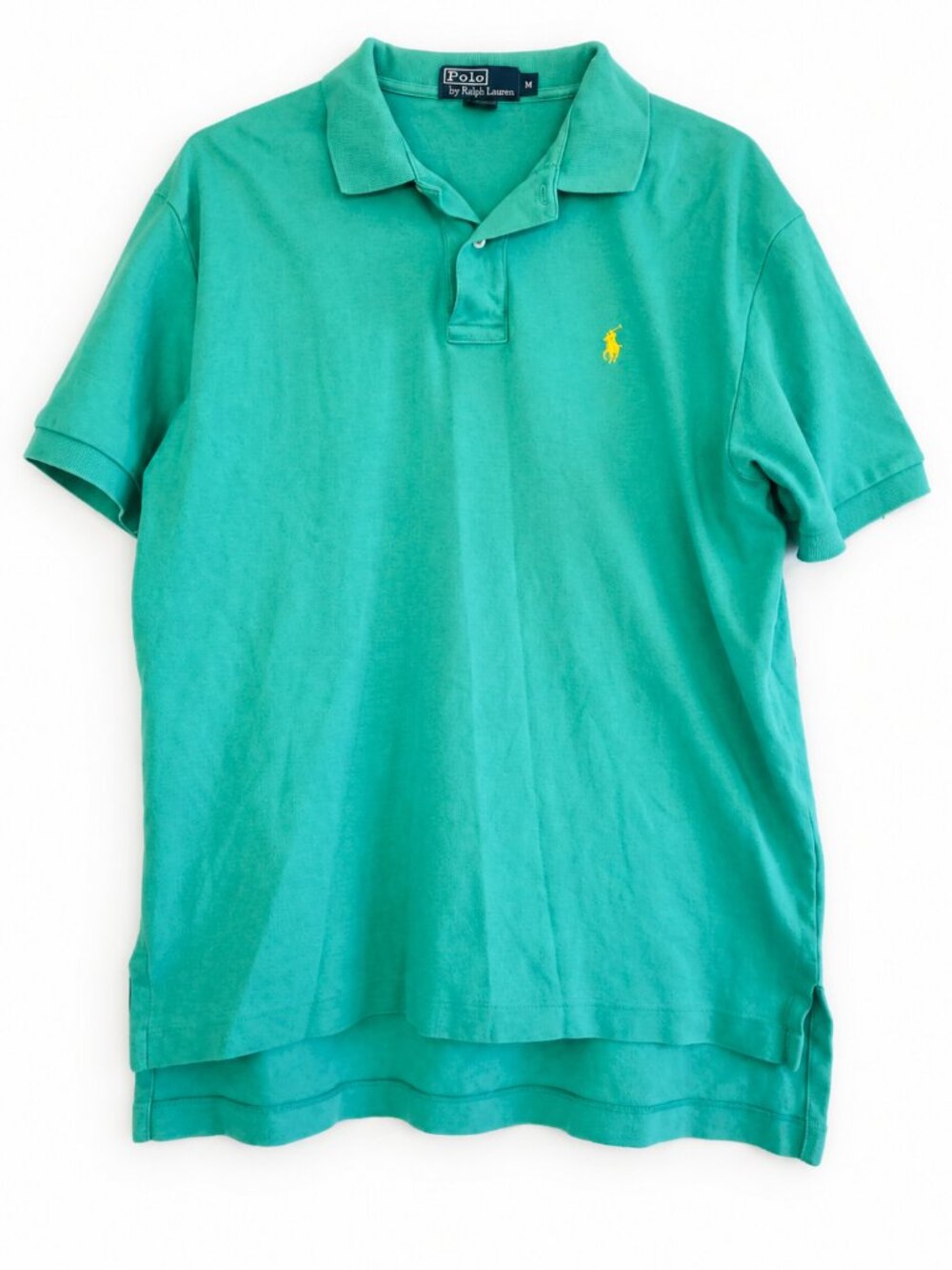 Polo Ralph Lauren Men's Teal Green Polo Shirt Yellow Pony Size M